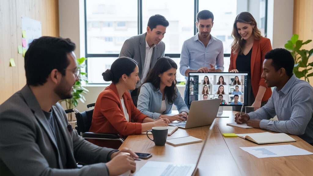 Equipo de trabajo validando beneficios de tener un CRM
